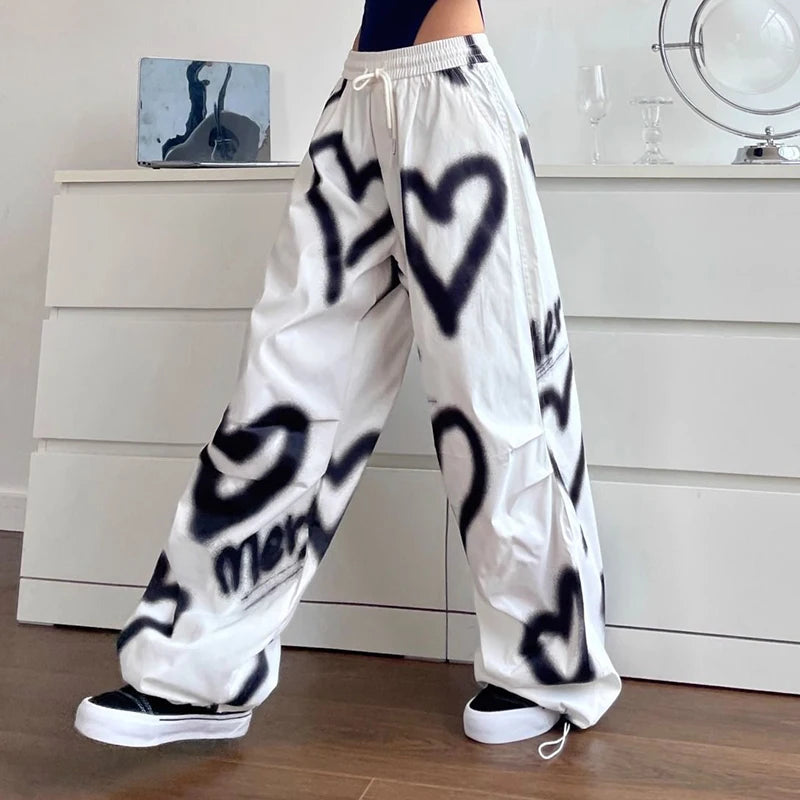 Y2K Love Graffiti Loose Drawstrings Joggers