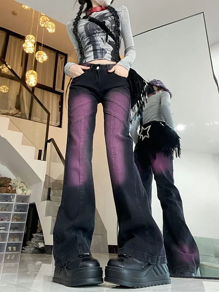 Black Purple Denim Jeans