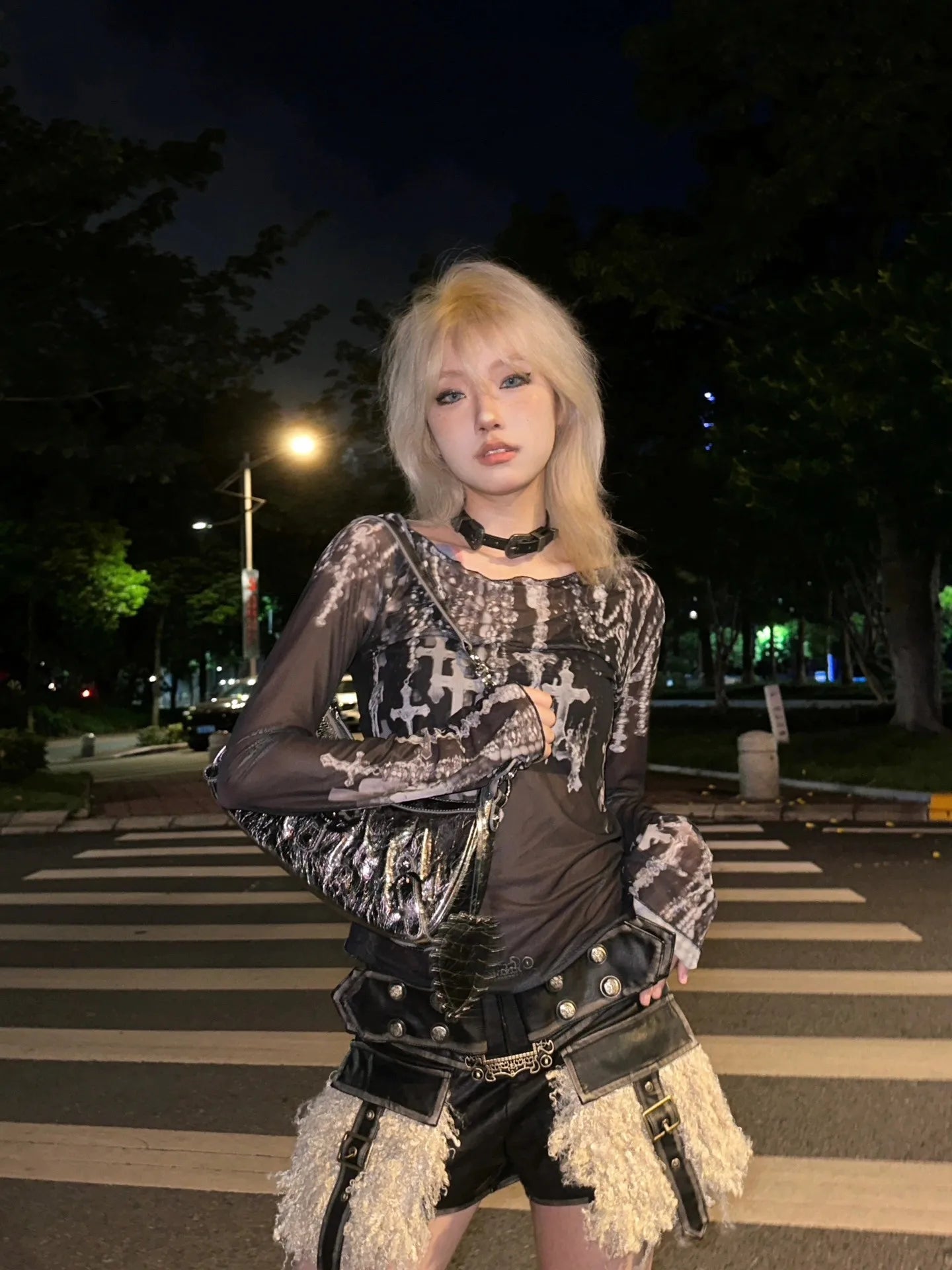 Grunge Aesthetics Mesh Top