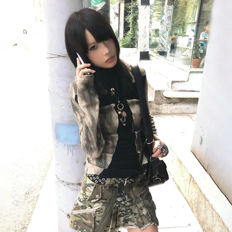 Ribbed Cross Print T-shirt