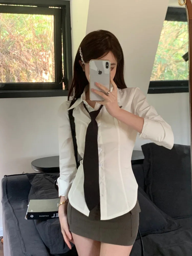 Preppy Style Blouse & Tie
