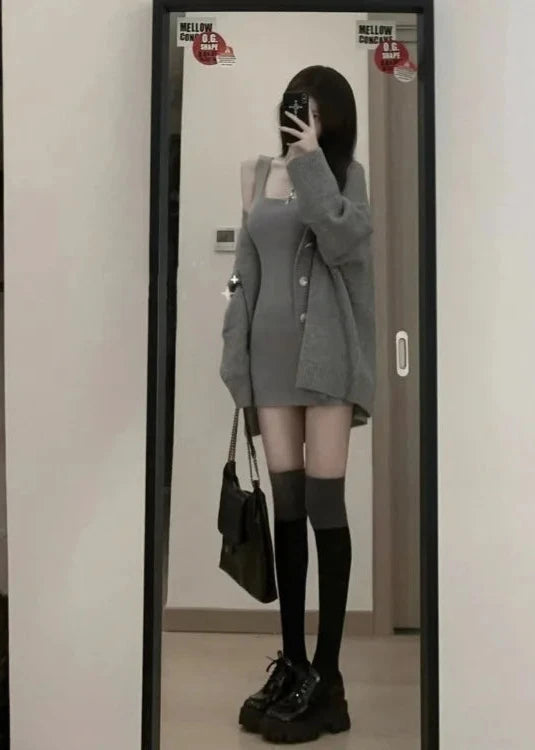 2-Piece Dress & Cardigan Set