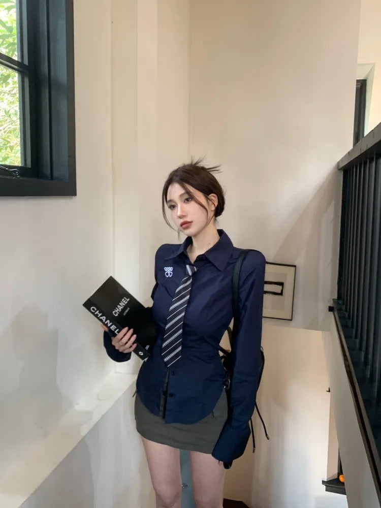 Preppy Style Blouse & Tie