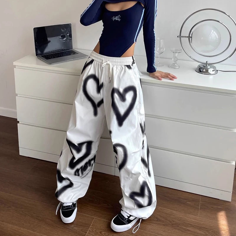 Y2K Love Graffiti Loose Drawstrings Joggers