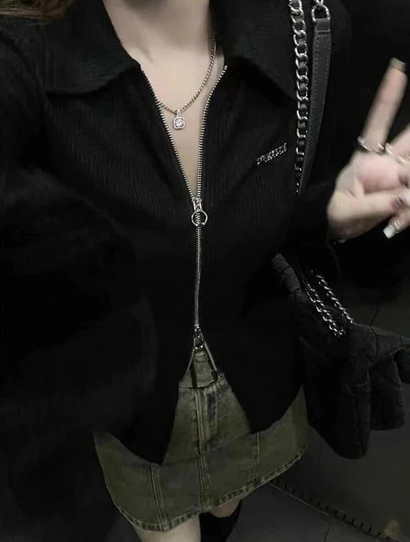 Long Sleeve Zip Up Top