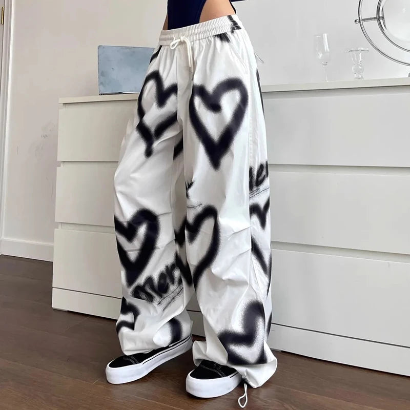 Y2K Love Graffiti Loose Drawstrings Joggers