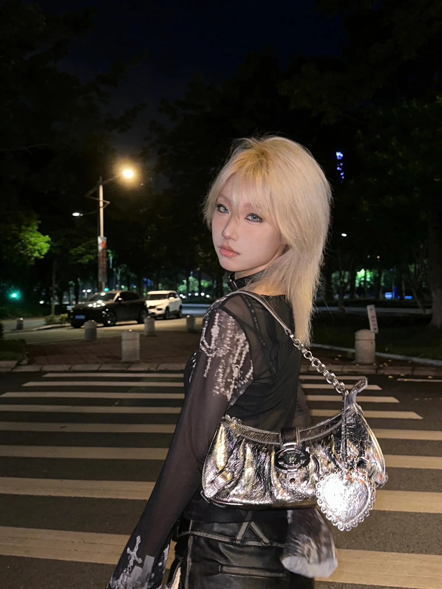 Grunge Aesthetics Mesh Top
