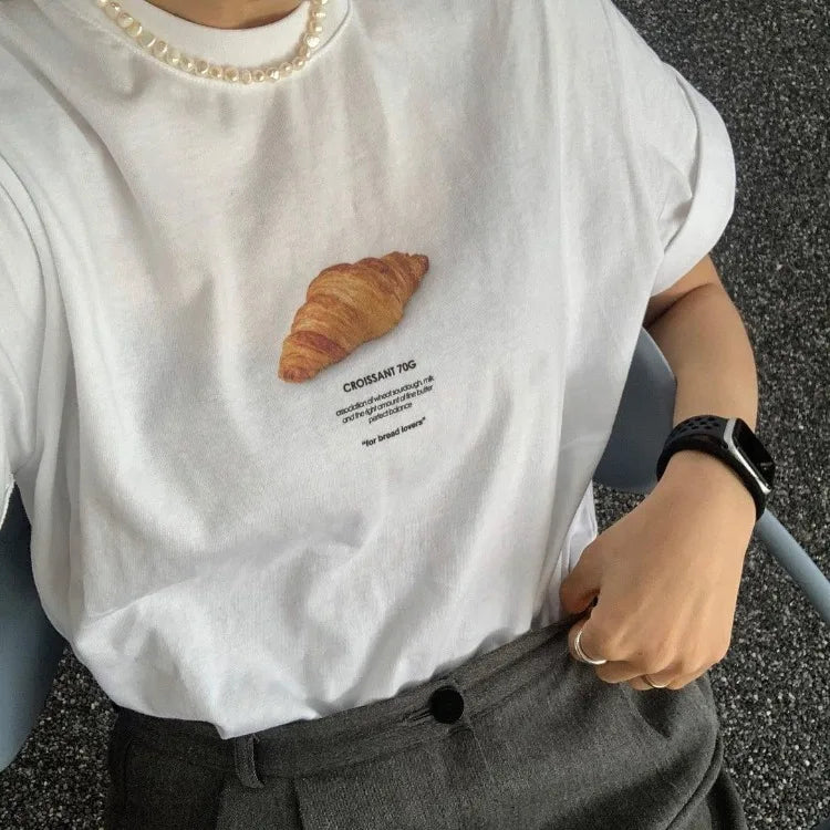 Sweet Croissant Print T-Shirt