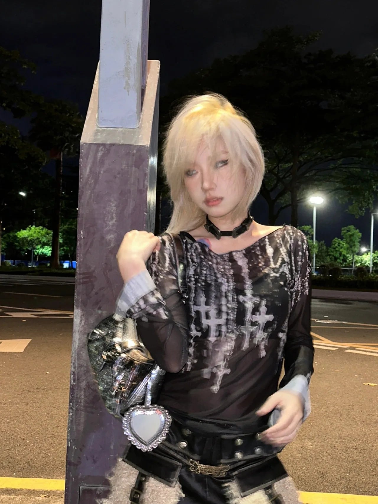 Grunge Aesthetics Mesh Top