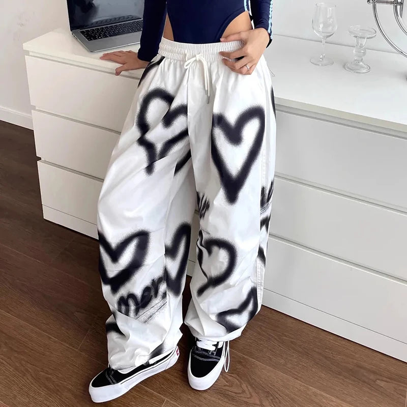 Y2K Love Graffiti Loose Drawstrings Joggers