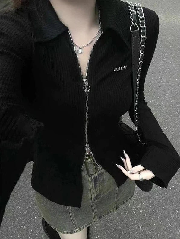 Long Sleeve Zip Up Top