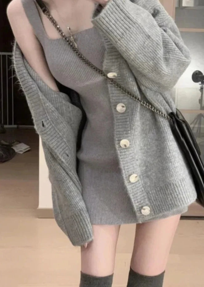 2-Piece Dress & Cardigan Set