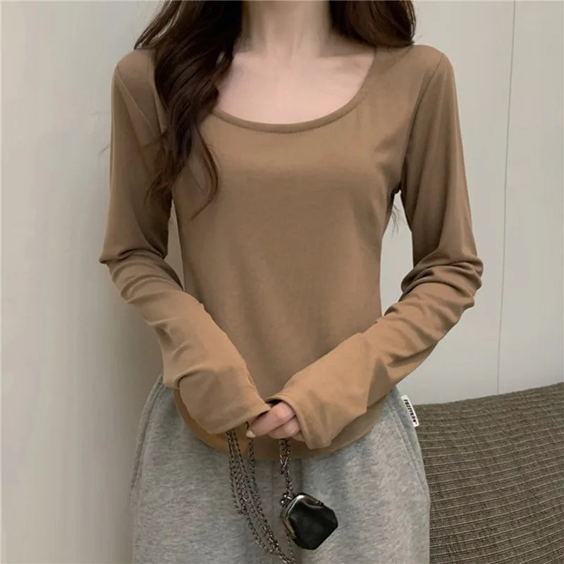 Square Neck Long Sleeve T-Shirt