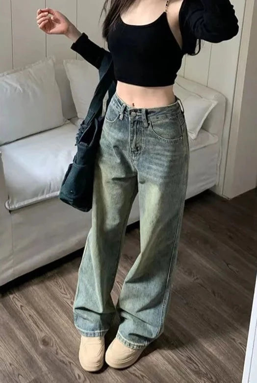 Vintage Baggy Straight Denim Jeans