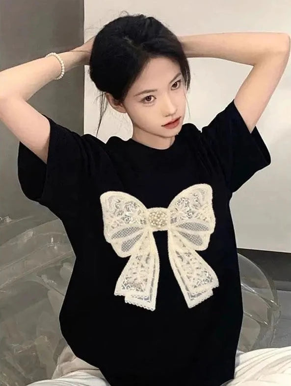 Short Sleeved Bow T-Shirt