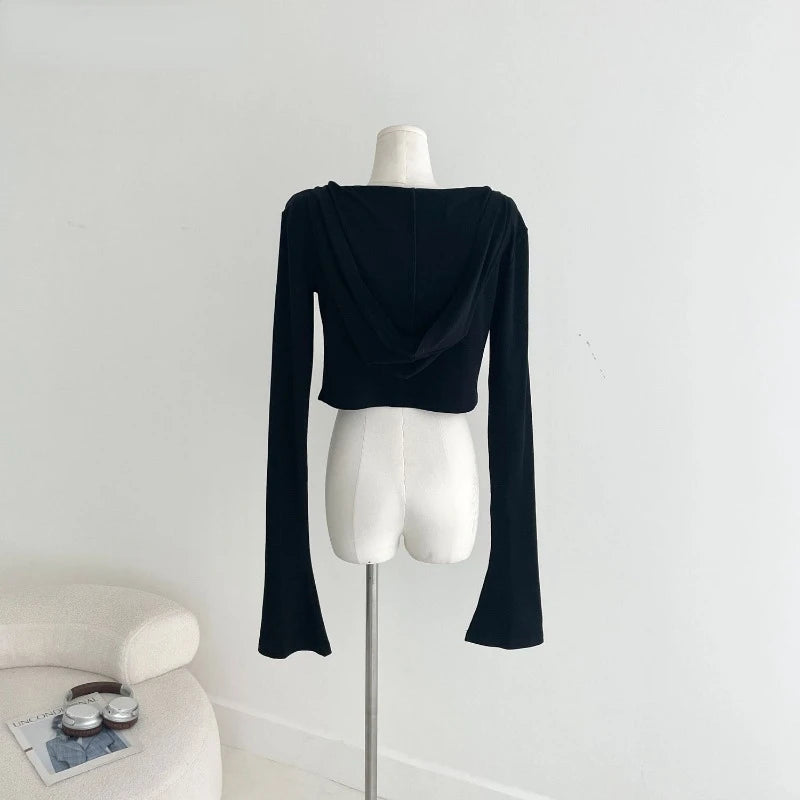 Hooded Long Sleeve Y2K Crop top