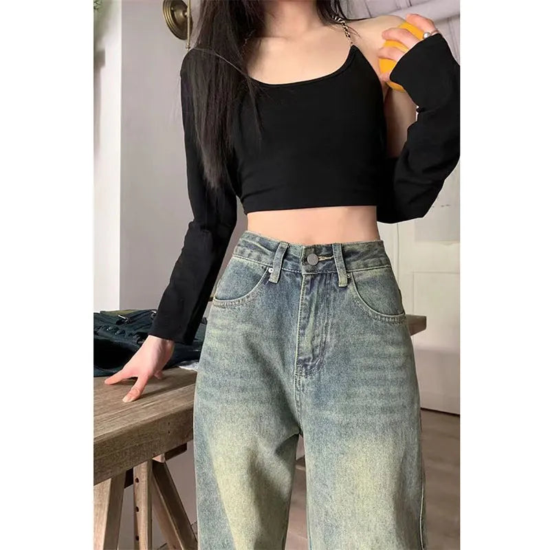 Vintage Baggy Straight Denim Jeans