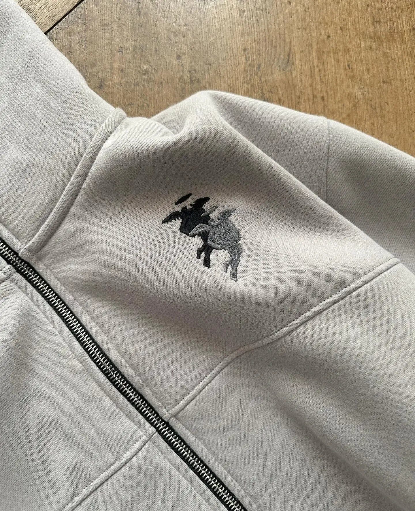 Angel Embroidery Zip Up Hoodie