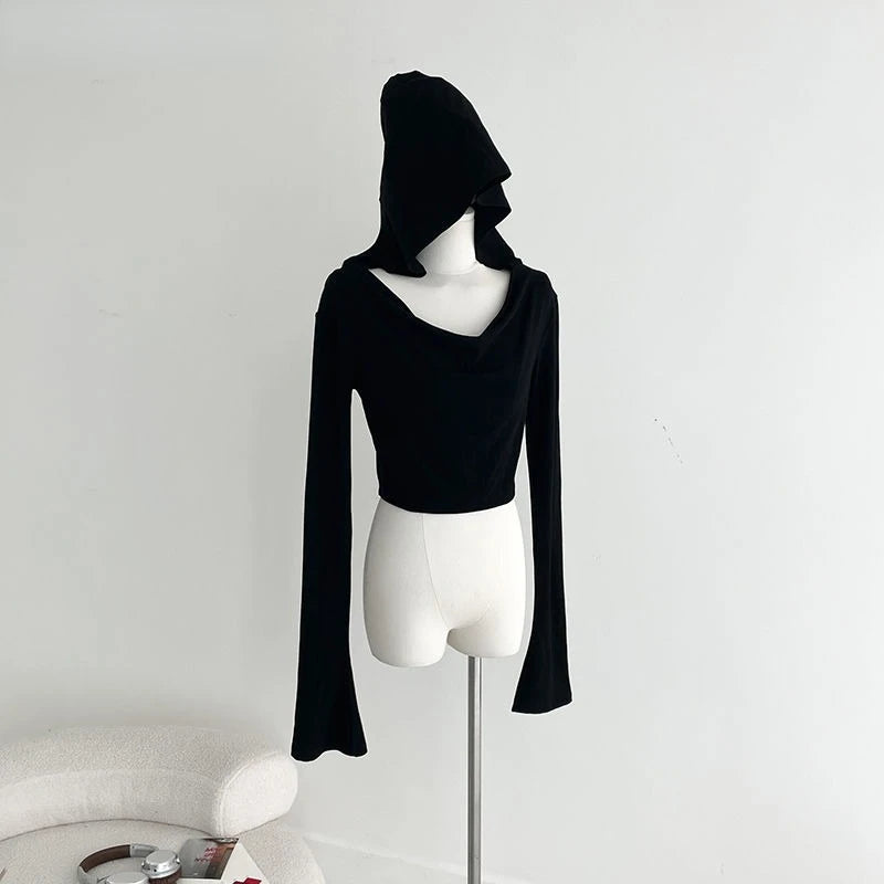 Hooded Long Sleeve Y2K Crop top